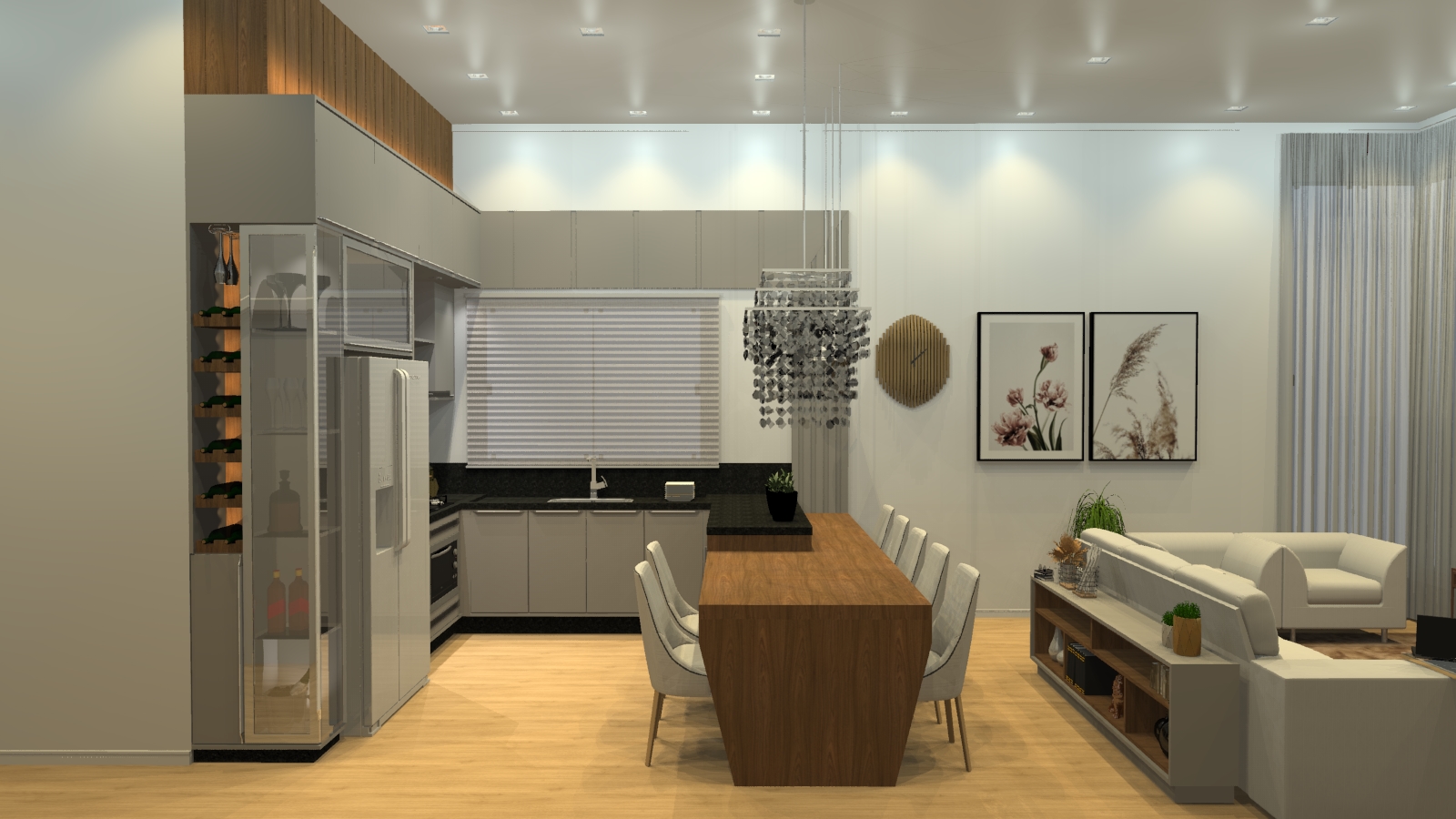 Cozinha Integrada — Residencial · Cozinha + living