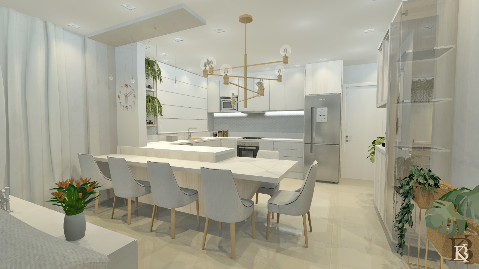 Apartamento Integrado — Residencial · Cozinha + living