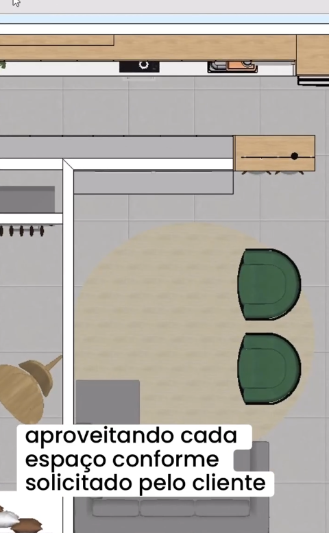 Planta 3D do projeto desenvolvido a partir de briefing online com medidas reais